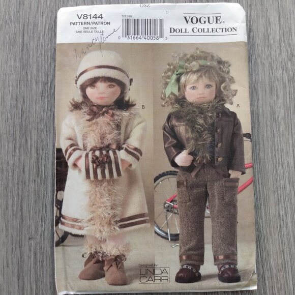 18" Doll Clothes Coat Jacket Pants Shoes Boots Sewing Pattern UNCUT 8144 - Picture 1 of 8